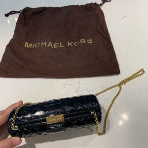 Michael Kors REAL Python Collection Clutch with Gold Strap